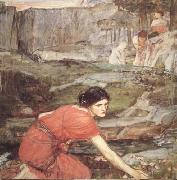 John William Waterhouse Study:Maiidens picking Flowers by a Stream (mk41) oil painting artist